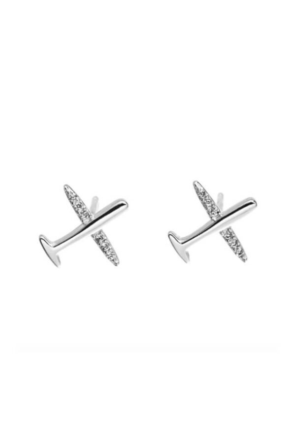 Cercei din argint 925 Airplane cu pietre de zirconiu
