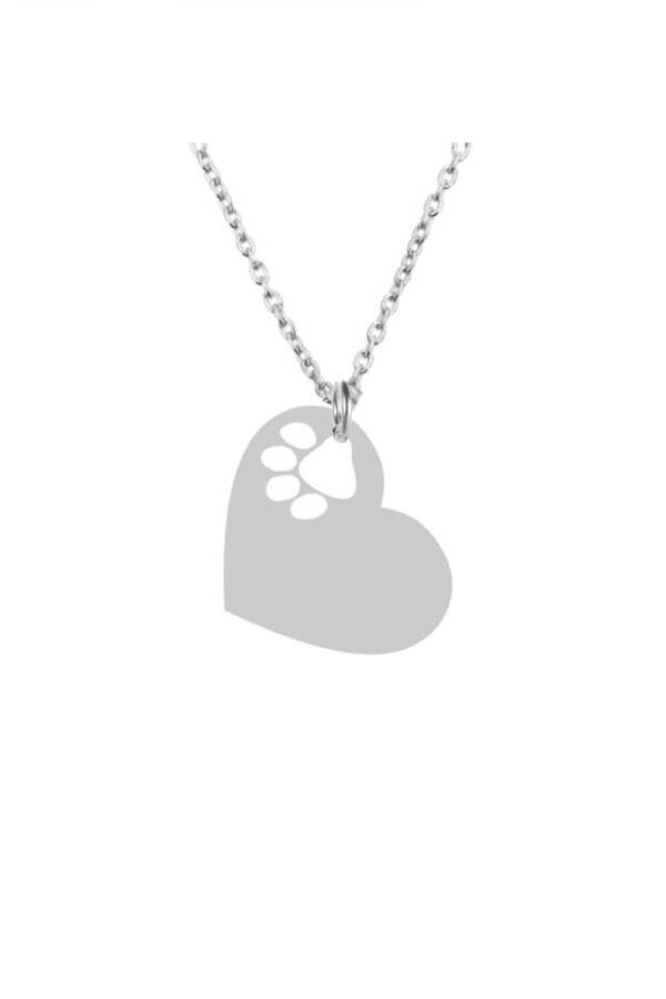 Lantisor din argint 925 Lovely Paw cu pandantiv in forma de inima