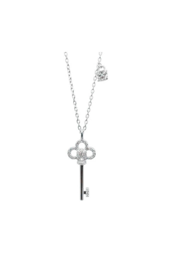 Lantisor din argint 925 cu pandantiv in forma de cheie si lacat
