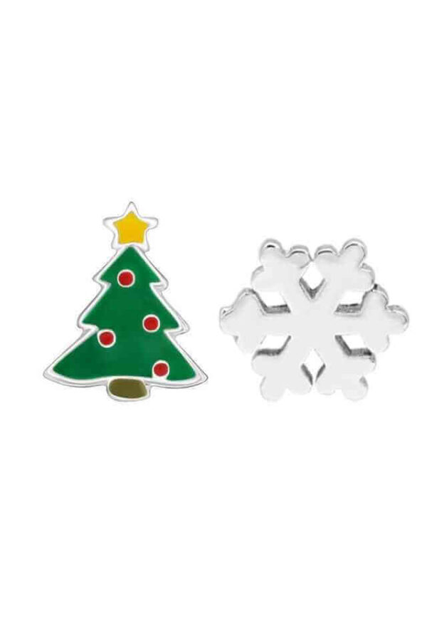 Cercei din argint 925 Christmas in forma de fulg de nea