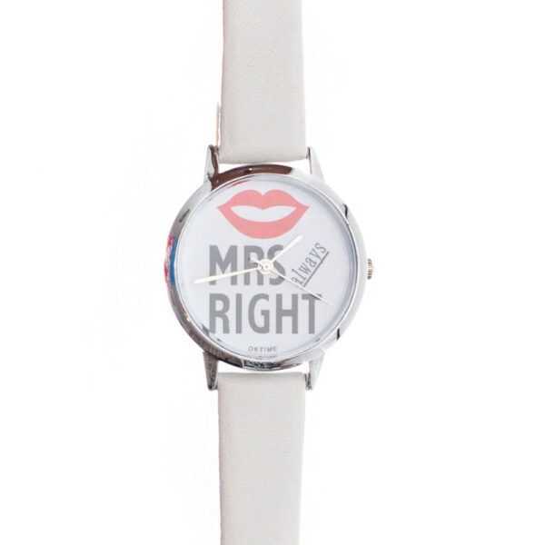 Ceas Lady right curea din piele ecologica alba