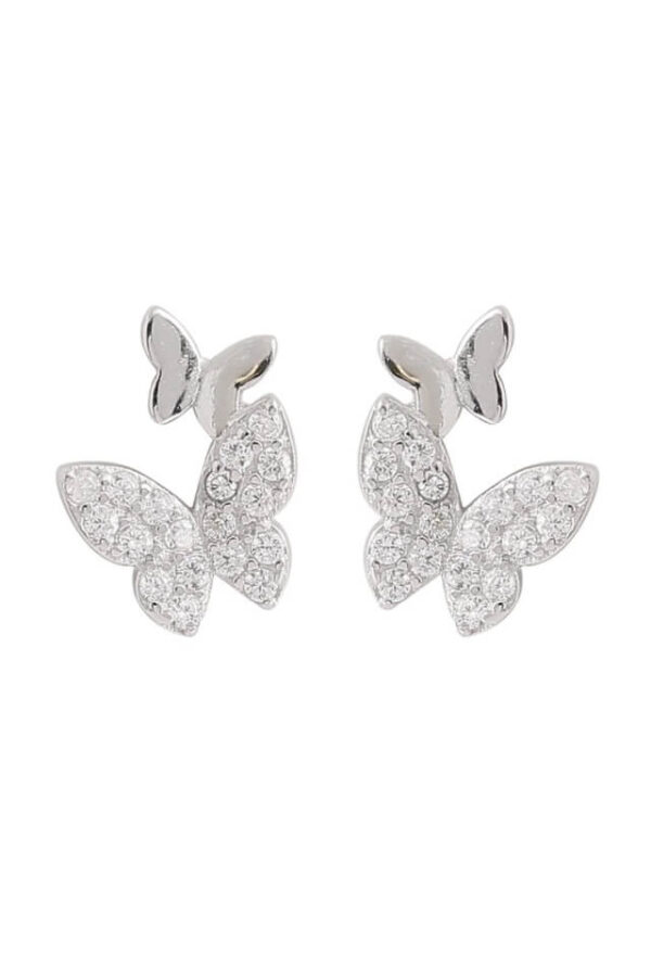 Cercei din argint 925 Flying Butterfly in forma de fluturasi cu pietre de zirconiu