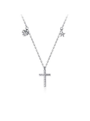 Lant din argint 925 Crucifix cu pandantiv in forma de cruce, 40 cm