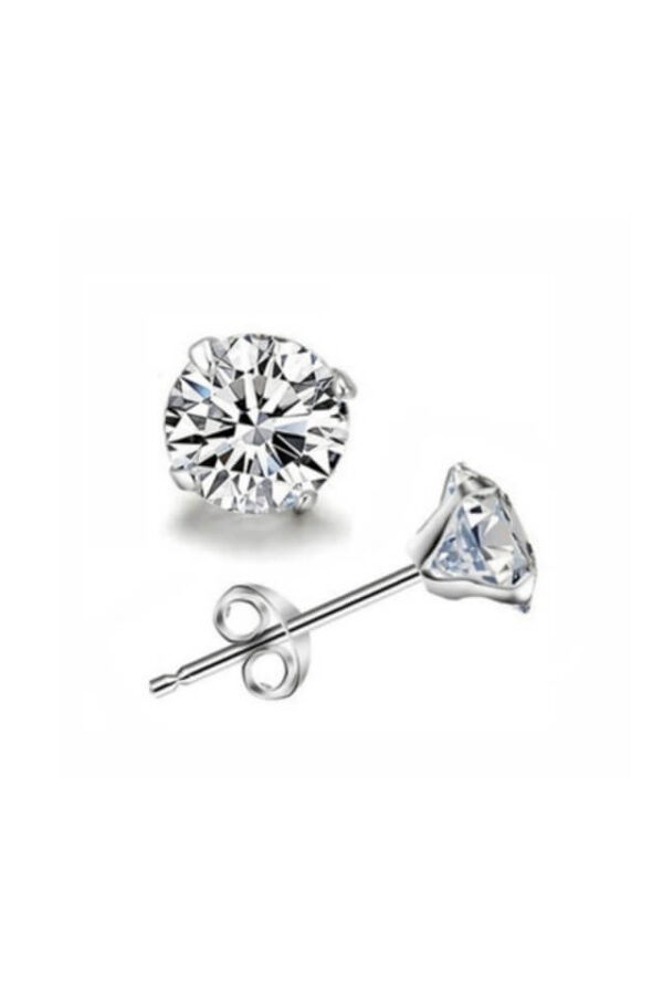 Cercei din argint 925 cu piatra de zirconiu si cheita din argint, 3 mm