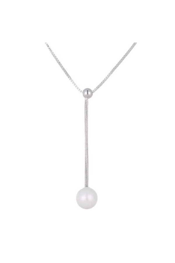 Lant din argint 925 Pearl cu pandantiv in forma de perla, 40 cm