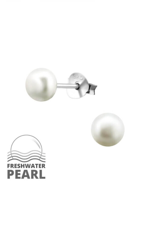 Cercei din argint 925 cu perle naturale, 4 mm