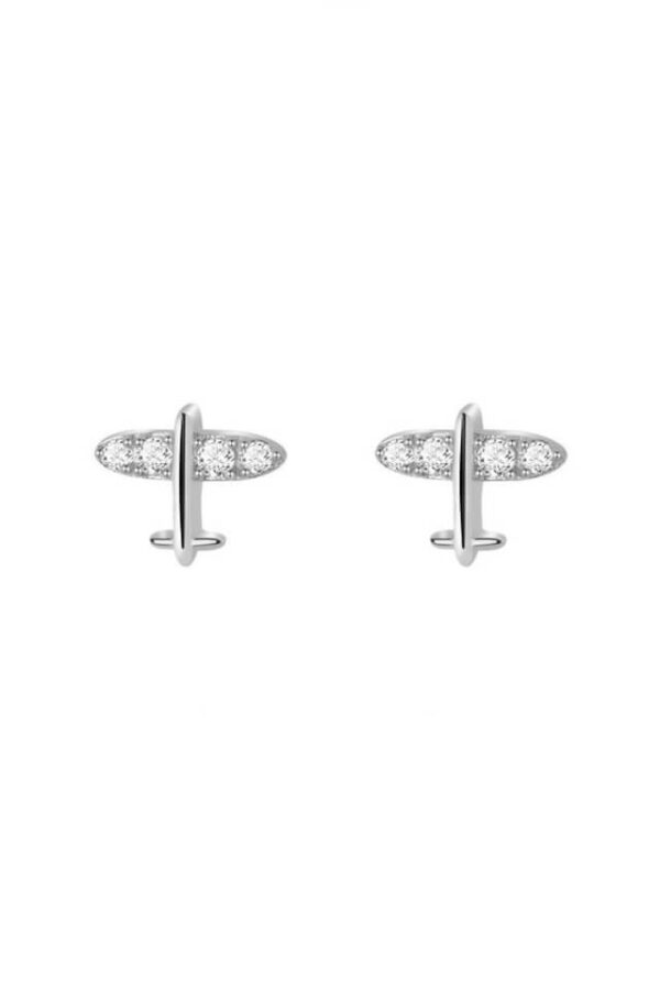 Cercei din argint 925 Mini Airplane argintii in forma de avion cu cheita din argint