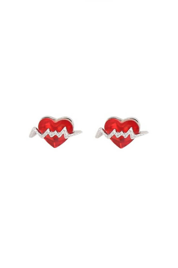 Cercei din argint 925 Heart Rhytm in forma de inima cu cheita din argint