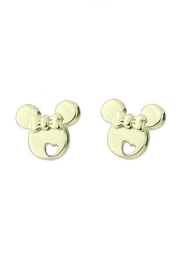 Cercei din argint 925 Mickey Gold in forma de mickey mouse cu cheita din argint