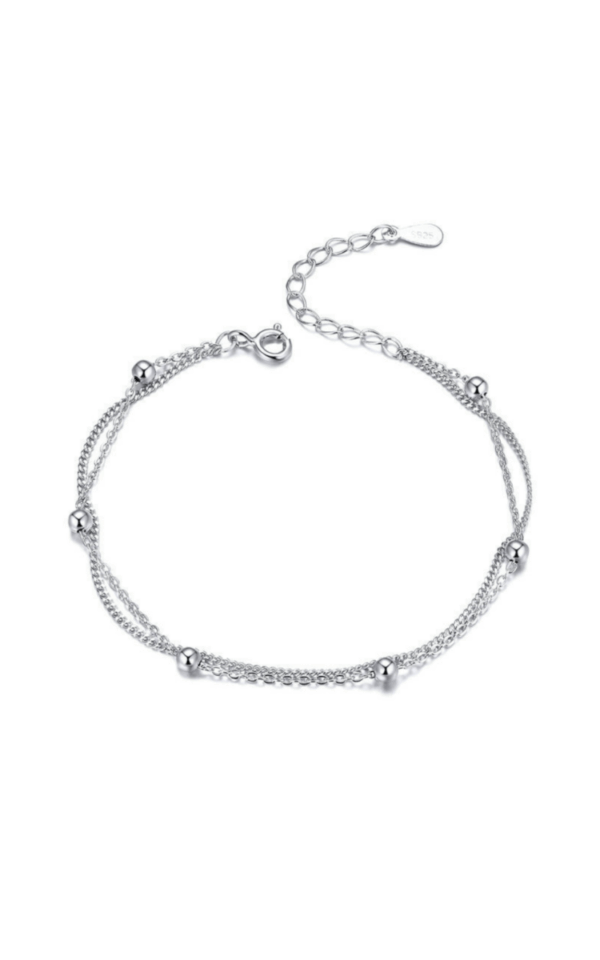 Bratara dubla din argint 925 cu pandantive in forma de bilute