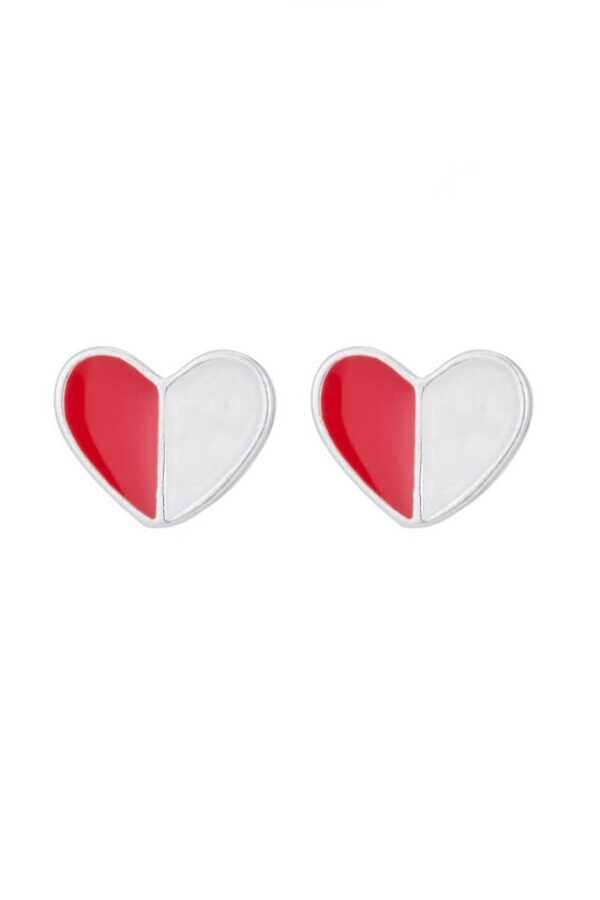 Cercei din argint 925 Heart in forma de inima rosie cu cheita din argint