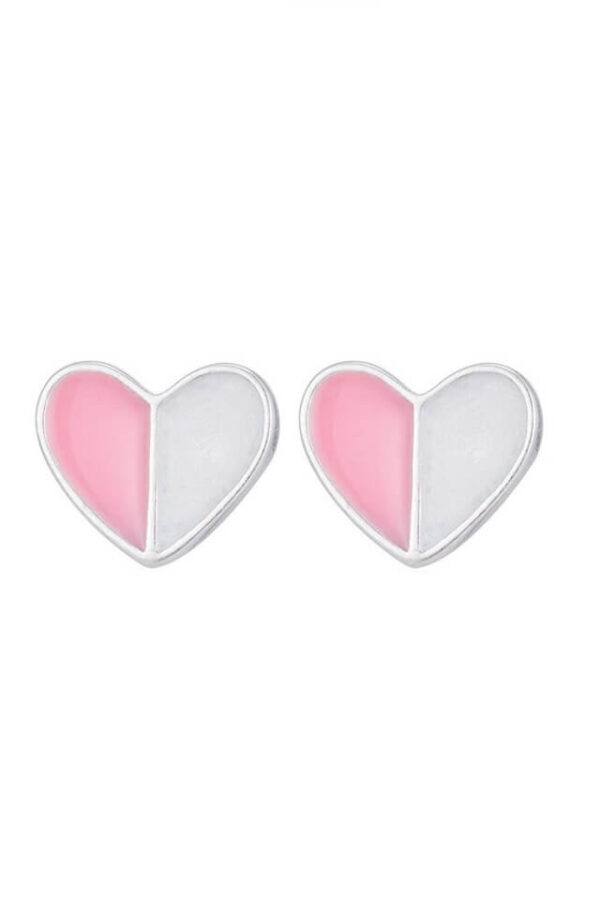 Cercei din argint 925 Heart in forma de inima roz cu cheita din argint