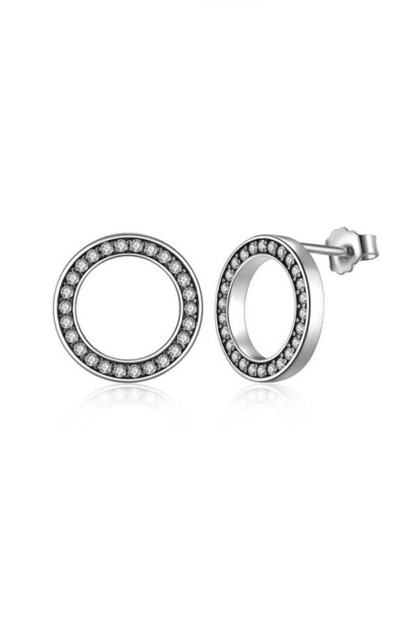 Cercei din argint 925 Magic Circle cu pietre de zirconiu si cheita din argint