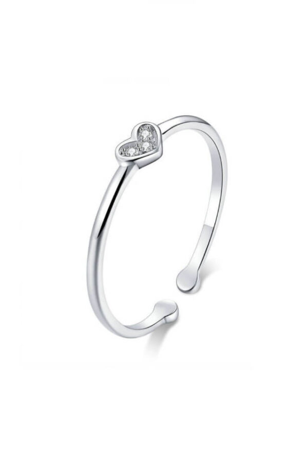 Inel din Argint 925 Little Heart cu pietre de zirconiu, masura ajustabila