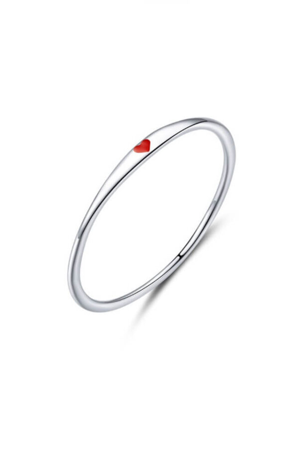 Inel din Argint 925 Red Love cu imprimeu in forma de inima rosie