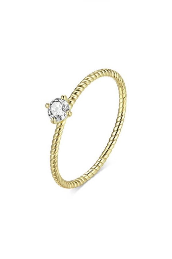 Inel din Argint 925 Timeless auriu cu piatra de zirconiu