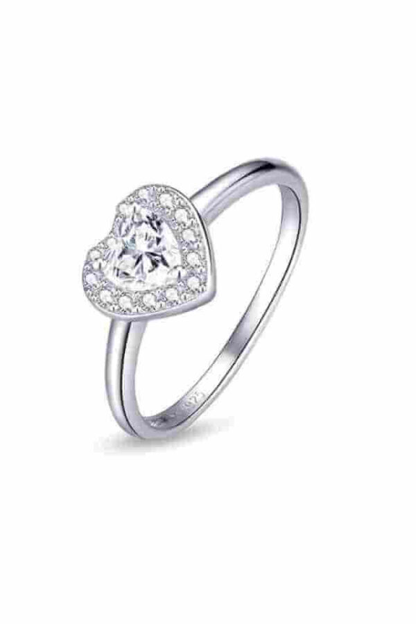 Inel de logodna din Argint 925 Bright Love cu piatra in forma de inima