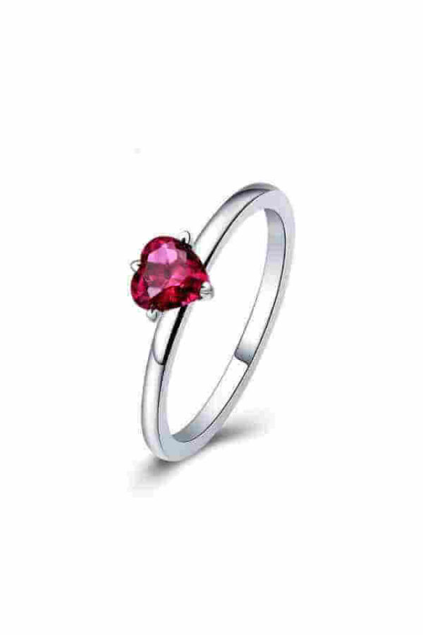 Inel de logodna din Argint 925 Cherry Love cu piatra rosie de zirconiu