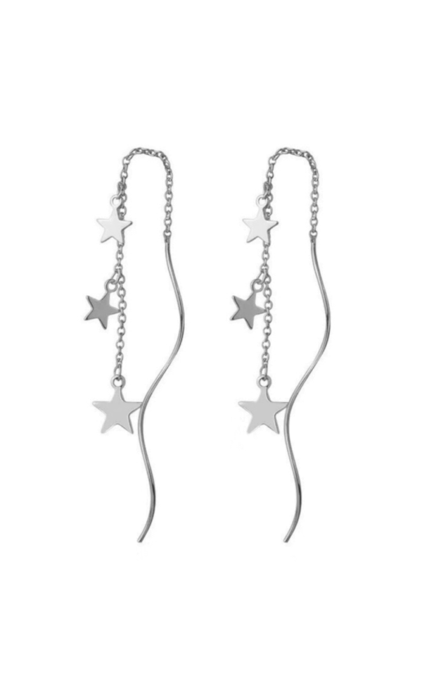 Cercei din argint 925 lungi cu stelute atasate
