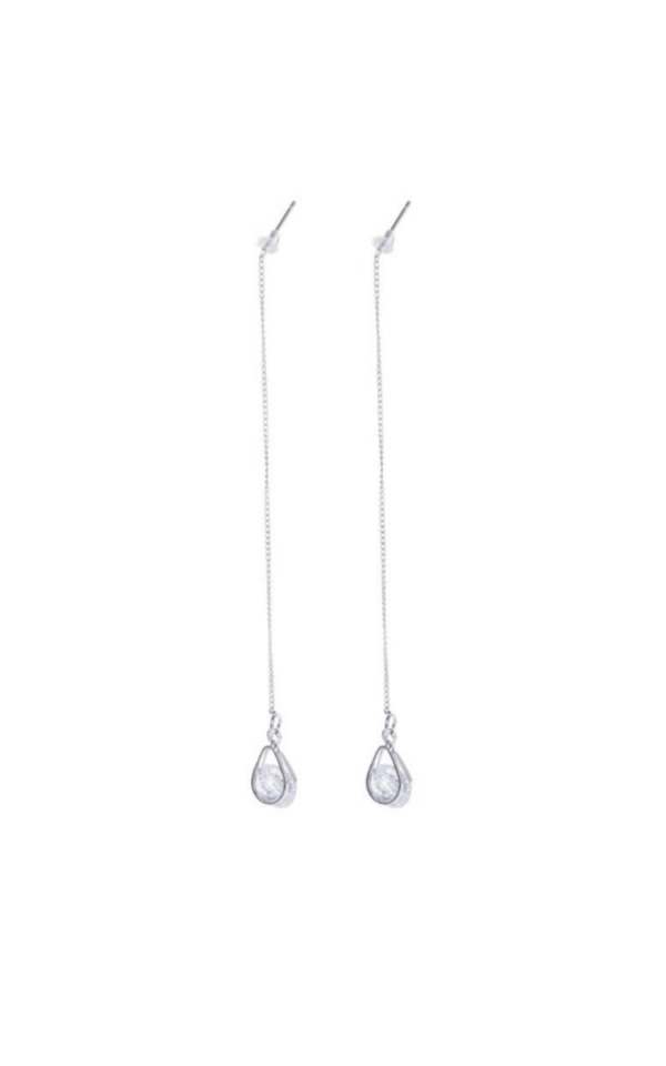 Cercei din argint 925 lungi Rain Drops cu cristale