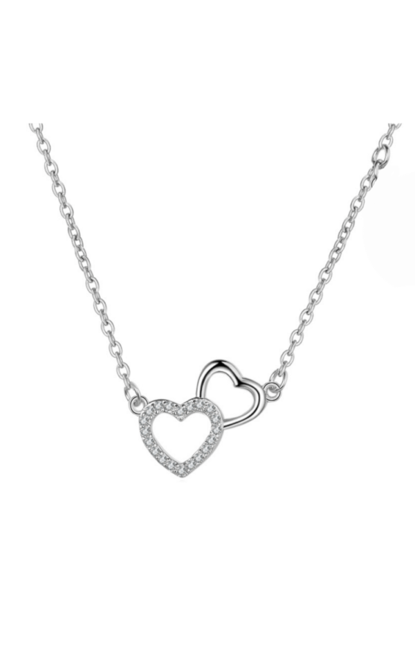 Lant din argint 925 Double Hearts cu pandantiv in forma de inima, 40 cm