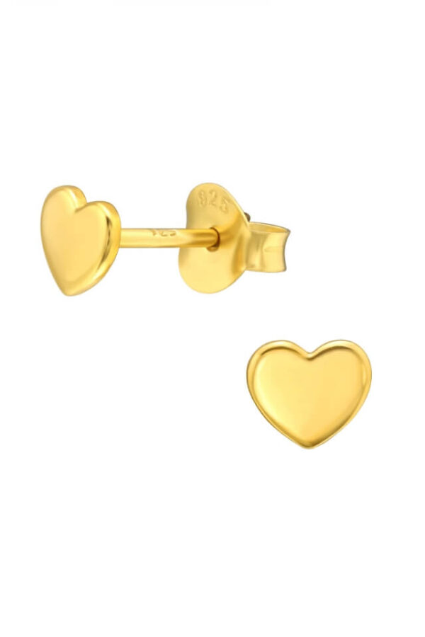 Cercei din argint 925 Gold Heart in forma de inima placati cu aur 14k