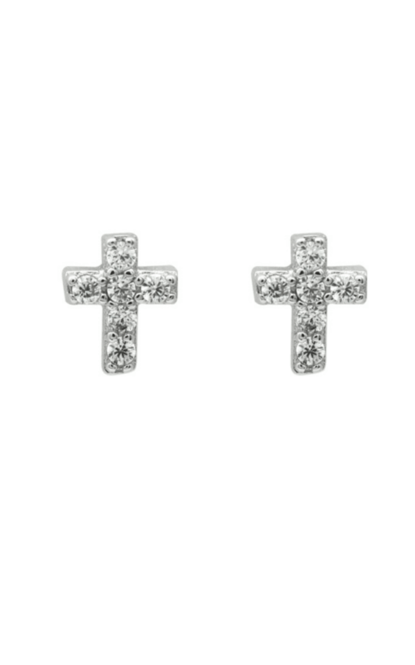 Cercei din argint 925 Zircon Cross in forma de cruce cu pietre de zirconiu