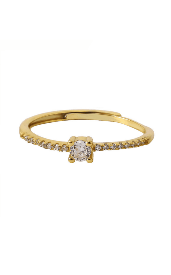 Inel din Argint 925 Delight auriu cu pietre de zirconiu, masura ajustabila