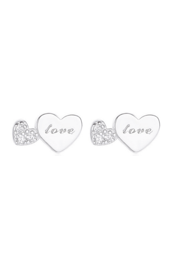 Cercei din argint 925 Love Hearts in forma de inimi cu pietre de zirconiu