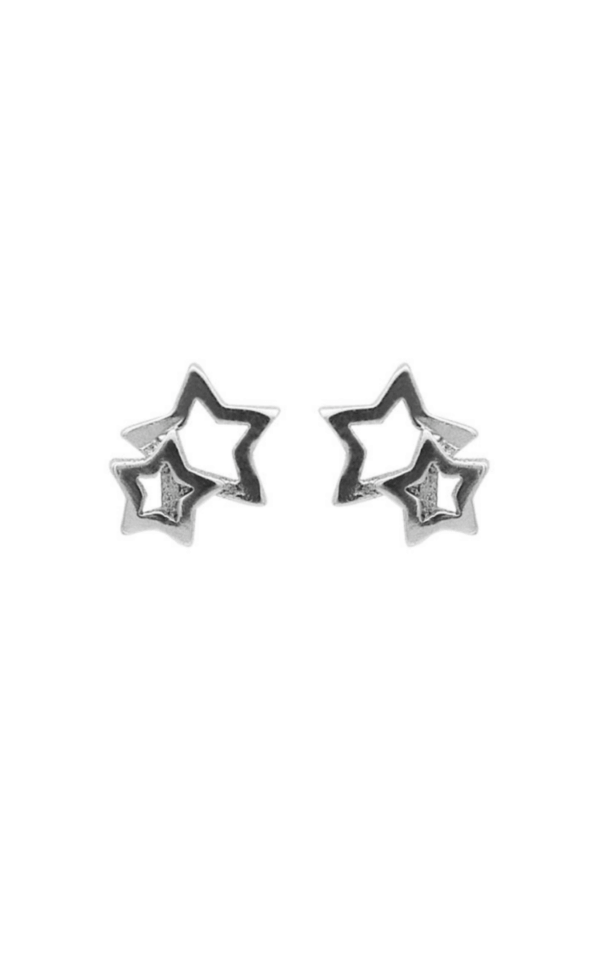 Cercei din argint 925 Double Stars in forma de stele cu pietre de zirconiu