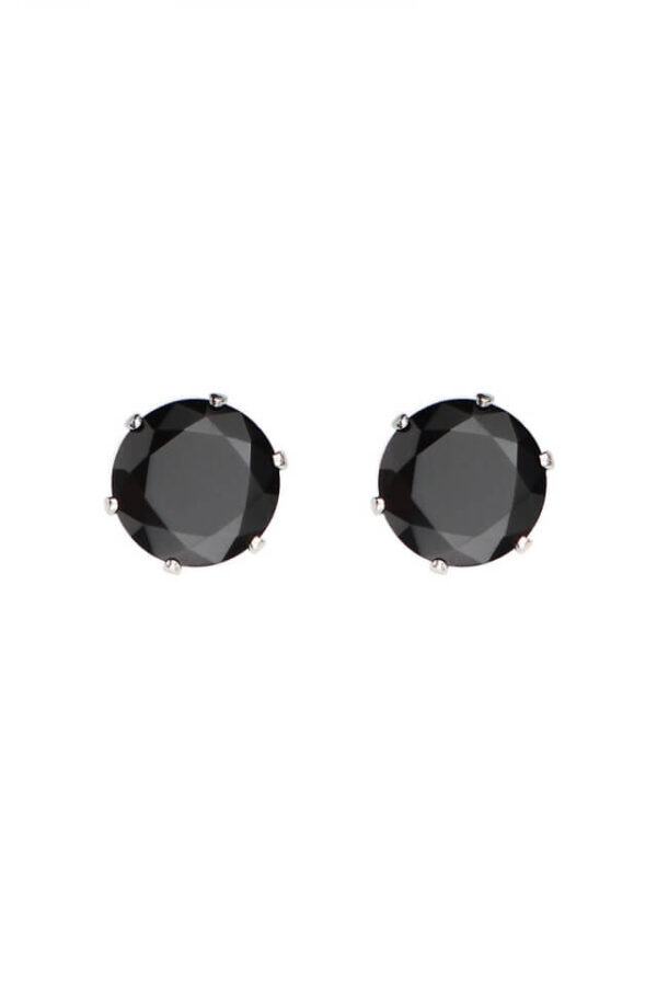 Cercei din argint 925 cu piatra neagra de zirconiu si cheita din argint, 3 mm