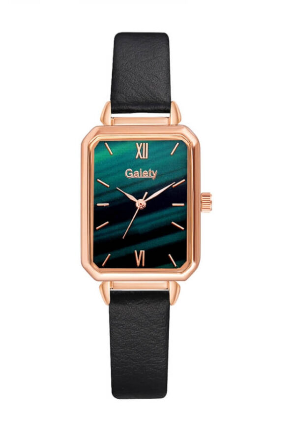 Ceas Galaxy cu bratara din piele ecologica si cadran verde