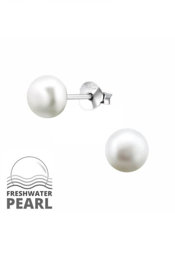 Cercei din argint 925 cu perle naturale, 6 mm