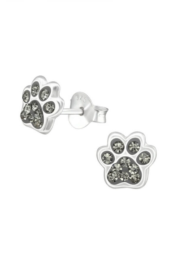 Cercei din argint 925 Paw cu pietre de zirconiu gri