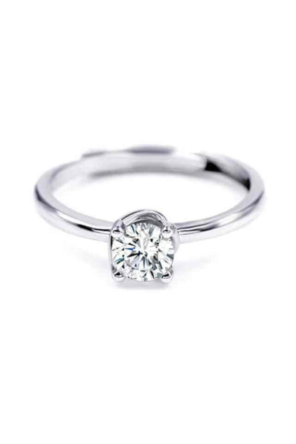 Inel din argint 925 Simple Love cu piatra de zirconiu, masura ajustabila