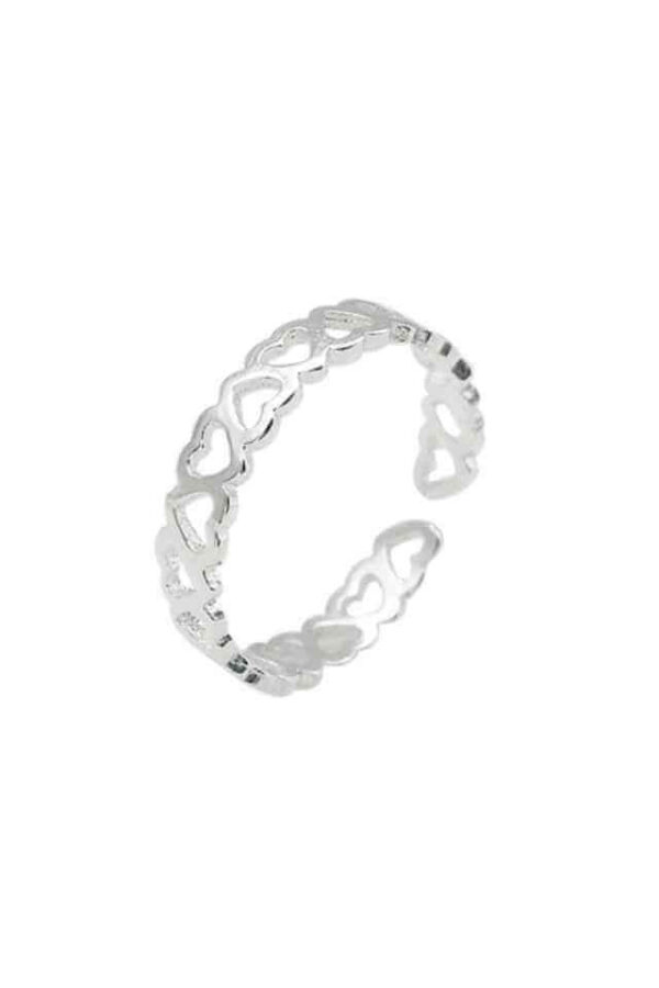 Inel din Argint 925 Love Bond cu inimi decupate, masura ajustabila