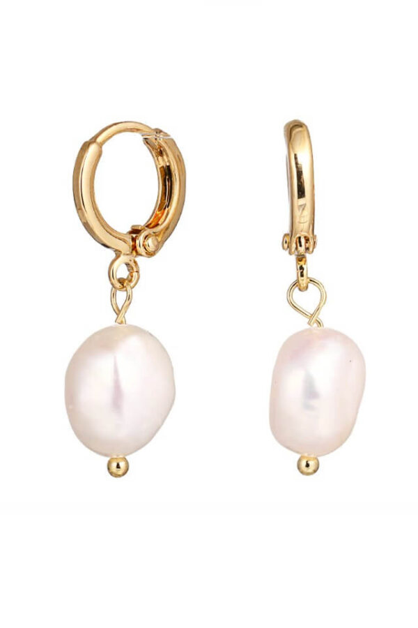 Cercei din argint 925 Majesty aurii cu perle de cultura baroc placati cu aur de 24k
