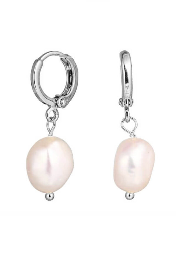 Cercei din argint 925 Majesty argintii cu perle de cultura baroc