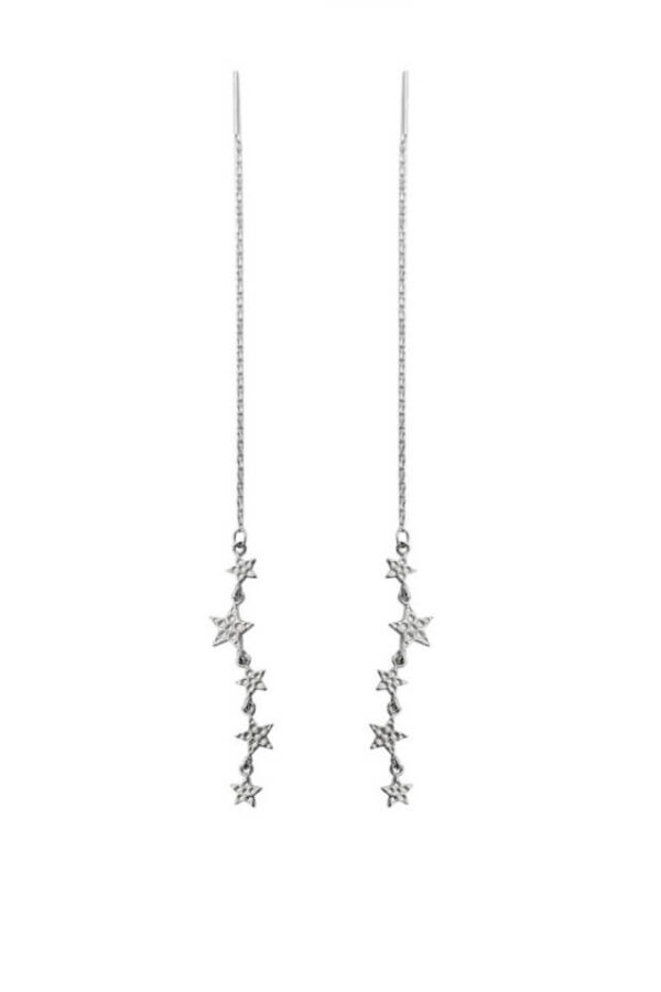 Cercei din argint 925 lungi Hanging Stars argintii cu stele atasate