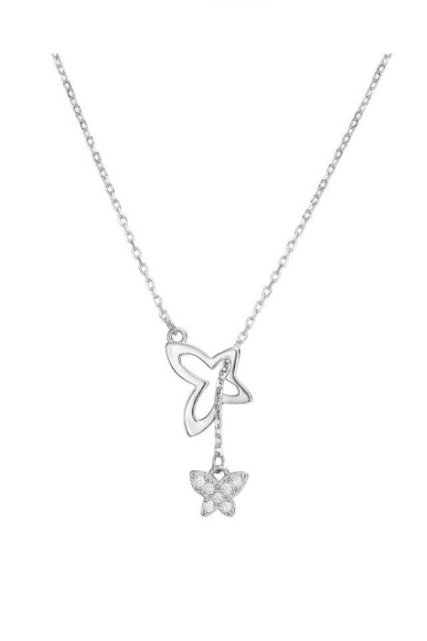 Lant din argint 925 Soul Butterfly cu pandantiv in forma de fluturasi, 40 cm