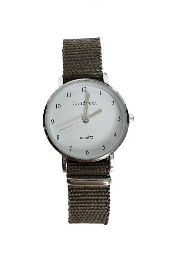 Ceas de dama Simple Strap, curea verde inchis din material textil si cadran alb