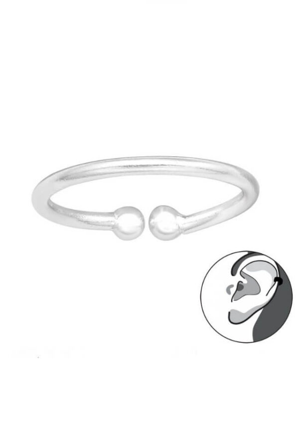 Cercel din argint 925 Easy Going tip ear cuff argintiu, diametru 1 cm