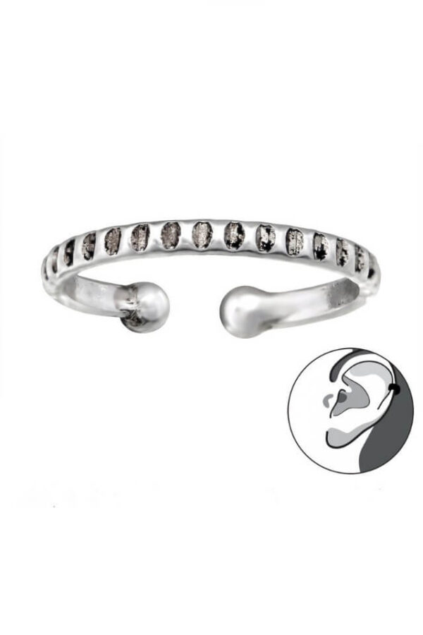 Cercel din argint 925 Aztec tip ear cuff argintiu, diametru 1 cm