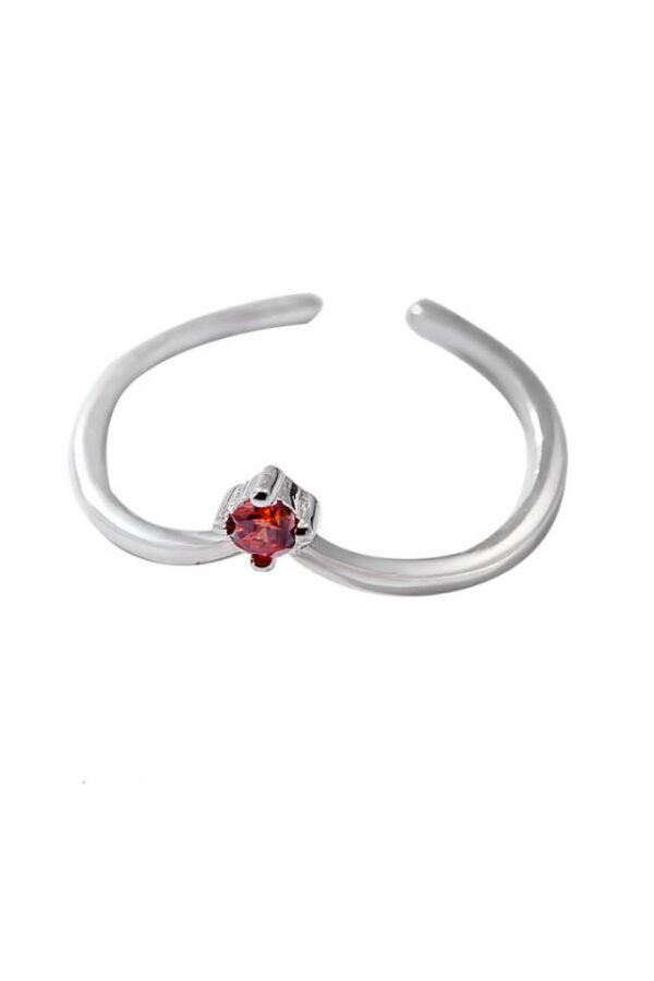 Inel din argint 925 Red Stone cu piatra de zirconiu rosie, masura ajustabila, aniversare, sarbatori, martisor