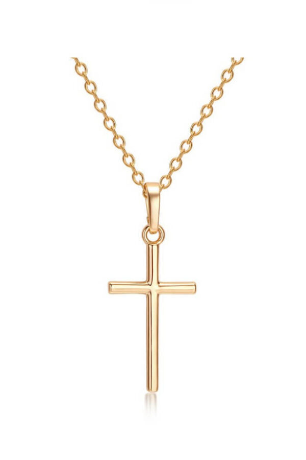Lant din argint 925 Eternal Faith auriu cu pandantiv in forma de cruce, 45 cm