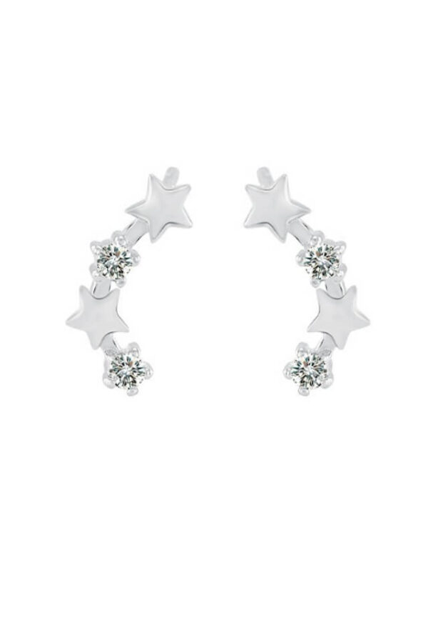 Cercei din argint 925 Infinity Star in forma de stele cu pietre de zirconiu si cheita din argint