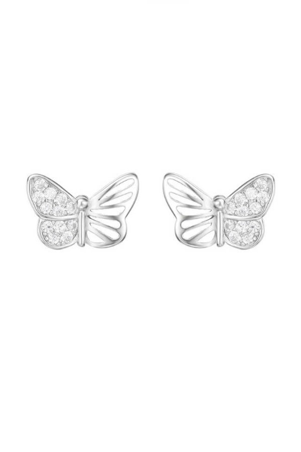 Cercei din argint 925 Butterfly Dream in forma de fluturi cu pietre de zirconiu si cheita din argint