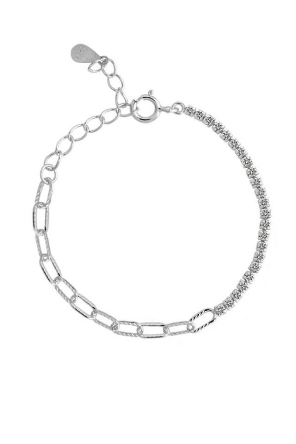 Bratara din argint 925 Crystal Chain cu pietre de zirconiu si lant