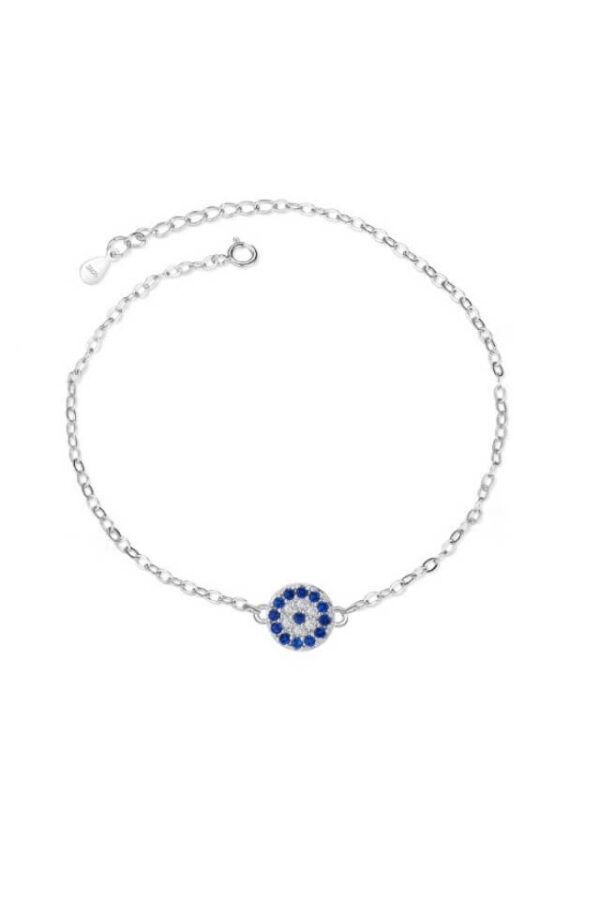 Bratara Blue Eye din argint 925 cu pietre de zirconiu albastre, masura ajustabila