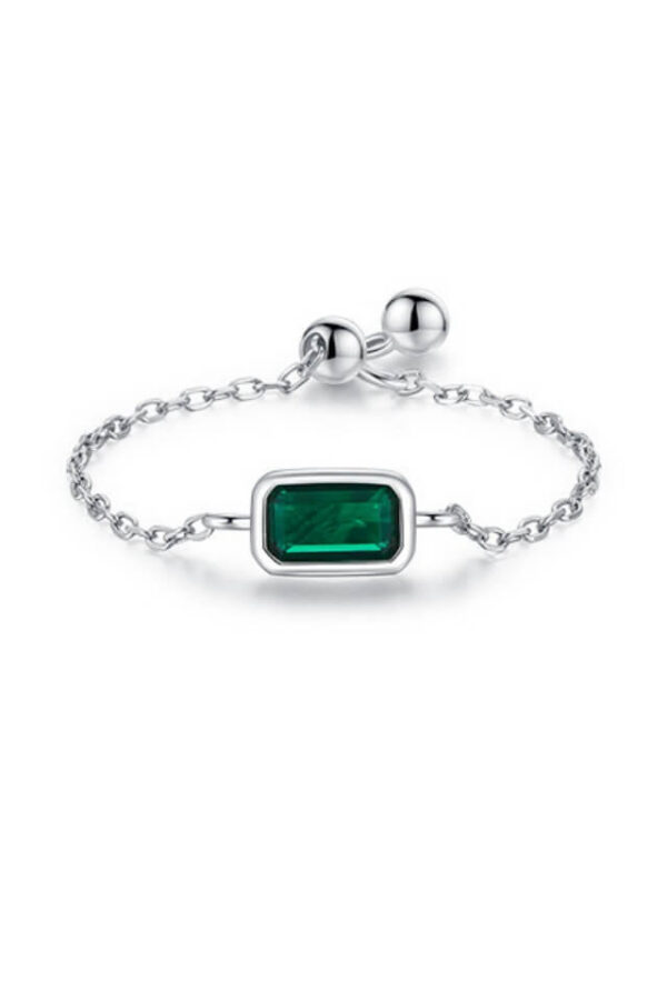 Inel din argint 925 Soul Side argintiu cu piatra verde de zirconiu, masura ajustabila